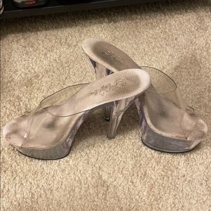 Clear platform heels